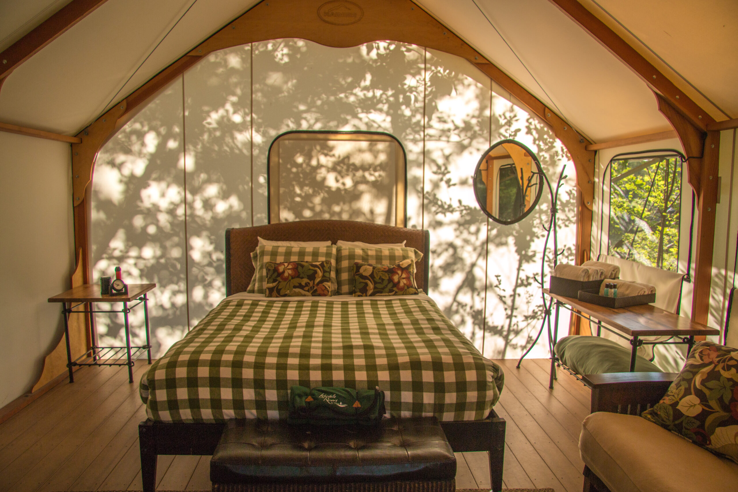 Lakedale Resort canvas cottages in morning light