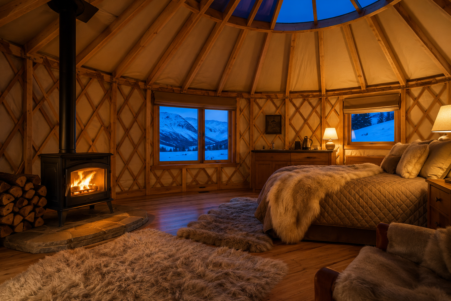 Eagle Yurt in alpine off-grid setting